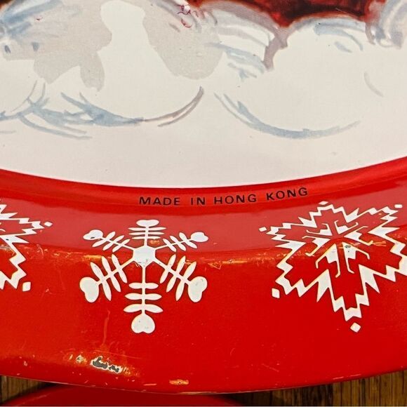 Vintage Santa Christmas Serving Tray & 6 Matching Coasters Made in HK 1980s - Picture 4 of 11